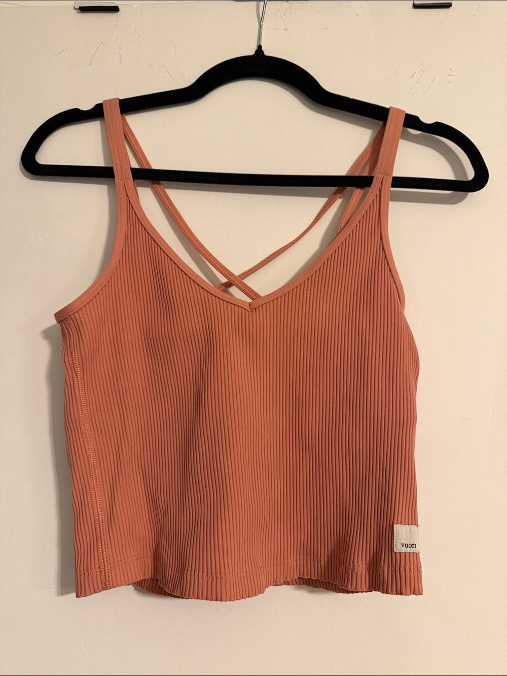 Vuori Rust-peach Ribbed Crossback Camisole